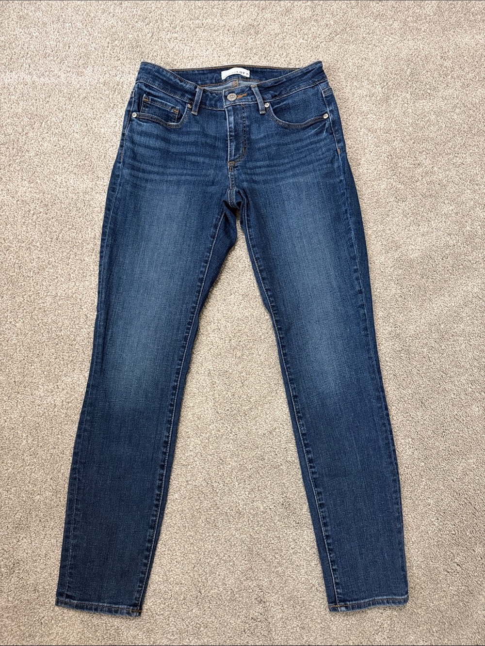 LOFT Women's Dark Blue Mid-Rise Stretch Curvy Skinny Jeans Size 25/0